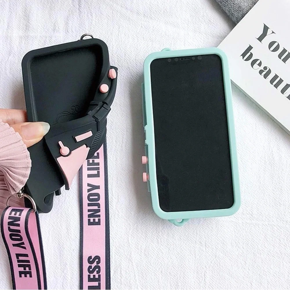 UnnFiko Wallet Case for iPhone 7 Plus/8 Plus Cute Camera Design with Strap NWOT